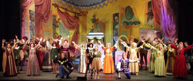 Cinderella Pantomime Broxbourne: Major Domo, Prince Charming, Cinderella and Buttons with Ugly Sisters